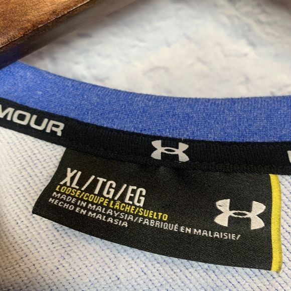Under Armour Mens‎ Loose Long Sleeve Blue Crewneck Sweatshirt Logo Size XL - Picture 3 of 6